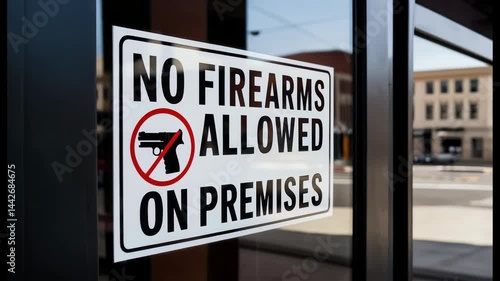 Wallpaper Mural No Firearms Allowed Sign on Glass Door Torontodigital.ca