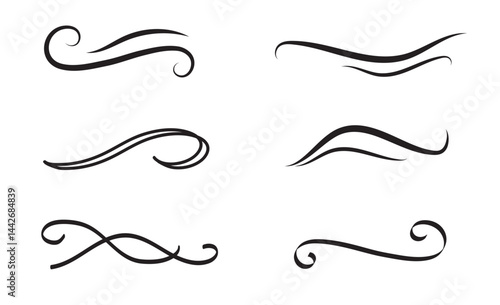 Set of Vintage decorative lines. text dividers. Line border. Lines separators, Borders, Vintage dividers, Underline elements. Vector illustration
