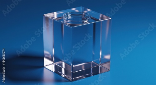 Obraz na płótnie Transparent cubic object on gradient blue background