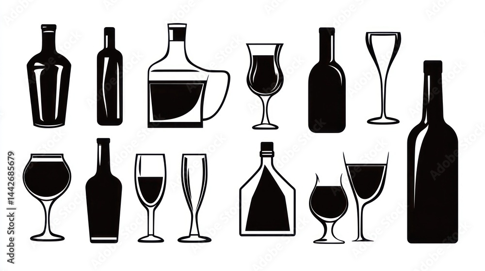 Alcoholic Beverage Icons Set Alcoholic Beverage Icons Set