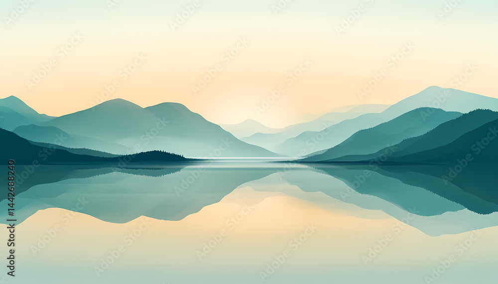 Obraz premium Serene Mountain Lake Sunrise