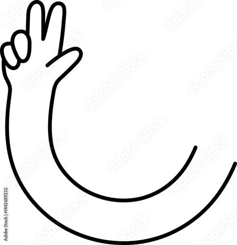 Funky long arm with hand v-sign illustration