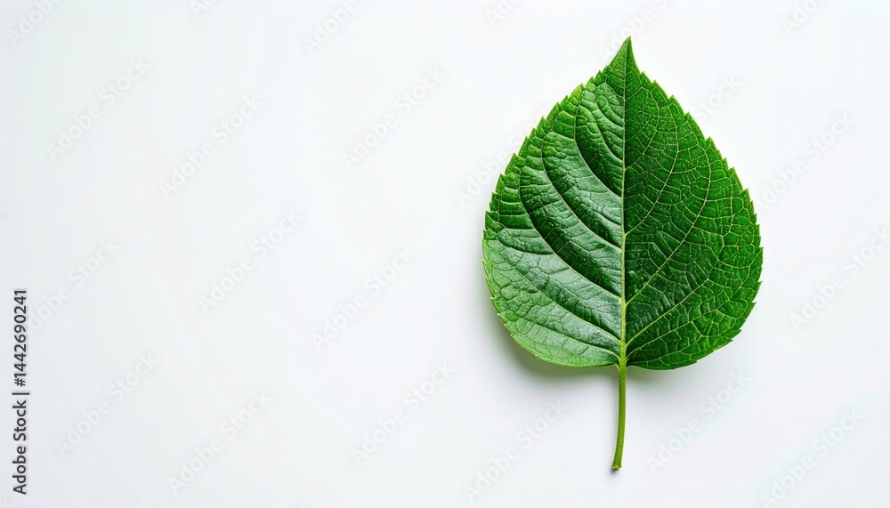 Close-up of a vibrant green leaf on a minimalistic background nature close-up indoor natural light Close-up of a vibrant green leaf on a minimalistic background nature close-up indoor natural light