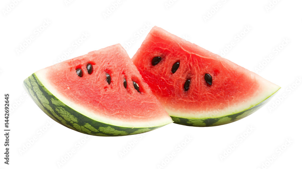 Fresh Sliced Watermelon Triangle Isolated on White Background for Design Projects Fresh Sliced Watermelon Triangle Isolated on White Background for Design Projects
