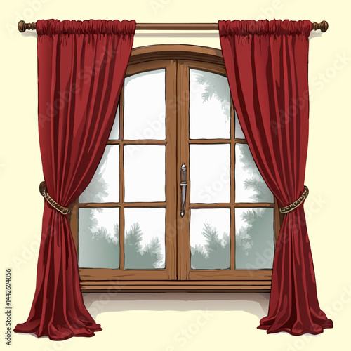 a Window frames and curtains in the 70s