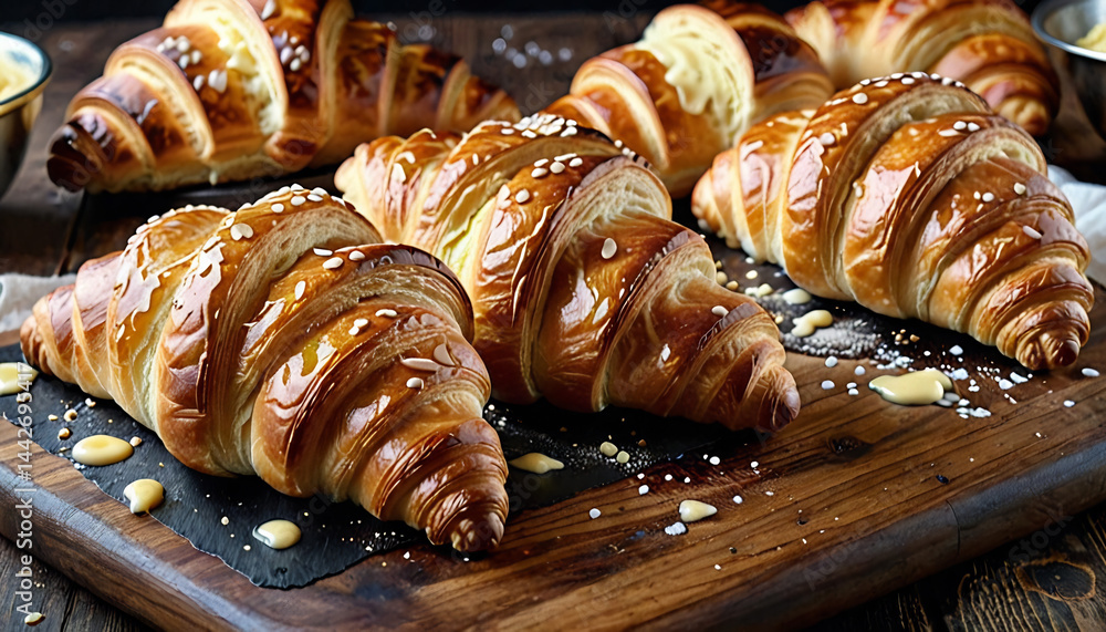 Close-Up of Freshly Baked Croissants