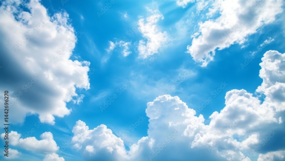 Obraz premium Vast blue sky with fluffy clouds