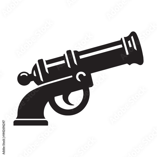 Vintage Hand Cannon silhouette, a nod to historical firearms – Hand Cannon illustration – Minimalist Hand Cannon vector – Weapon silhouette

