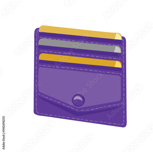 cardholder wallet symbol with credit cards, purse color vector
