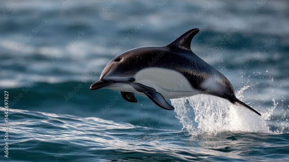 Fototapeta premium Leaping Dolphin: A Majestic Marine Moment