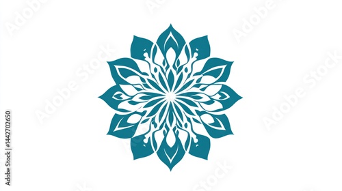 Teal Mandala on White