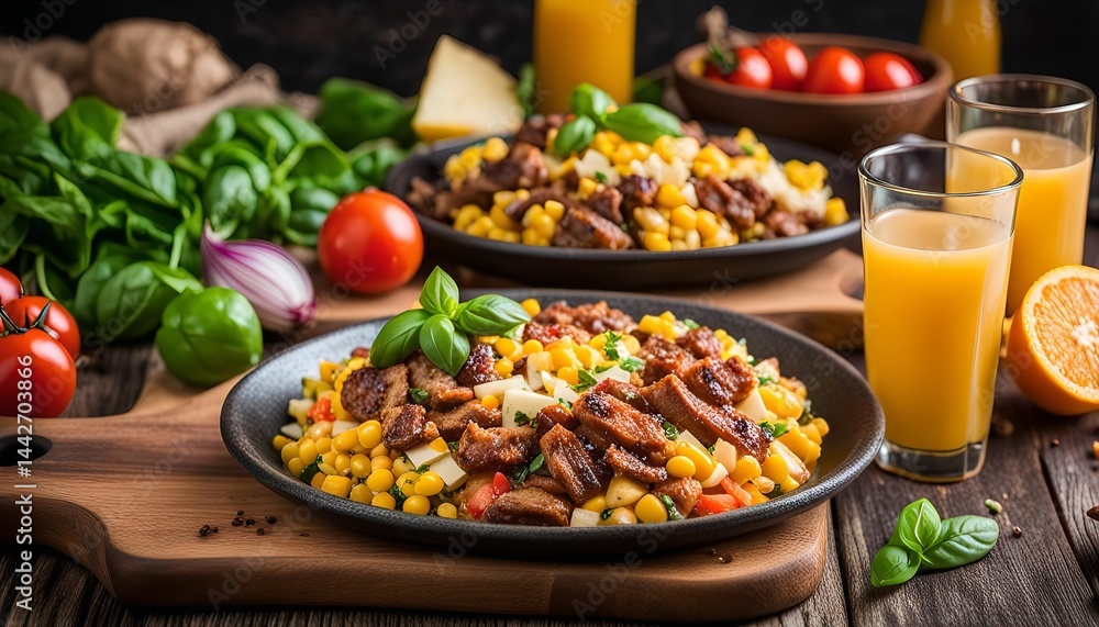 Grilled chicken corn salad with orange juice Grilled chicken corn salad with orange juice