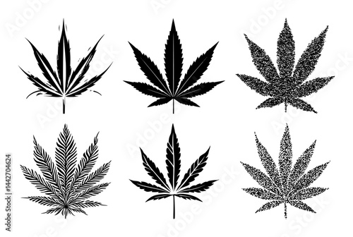 marijuana leaf set black vector illustration