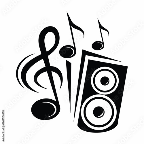 Abstract Music Speaker with Musical Notes Design