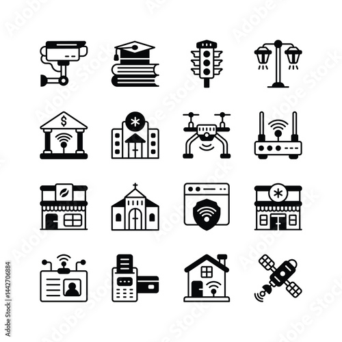 Get this amazing collection of smart city glyph icons, ready for premium use