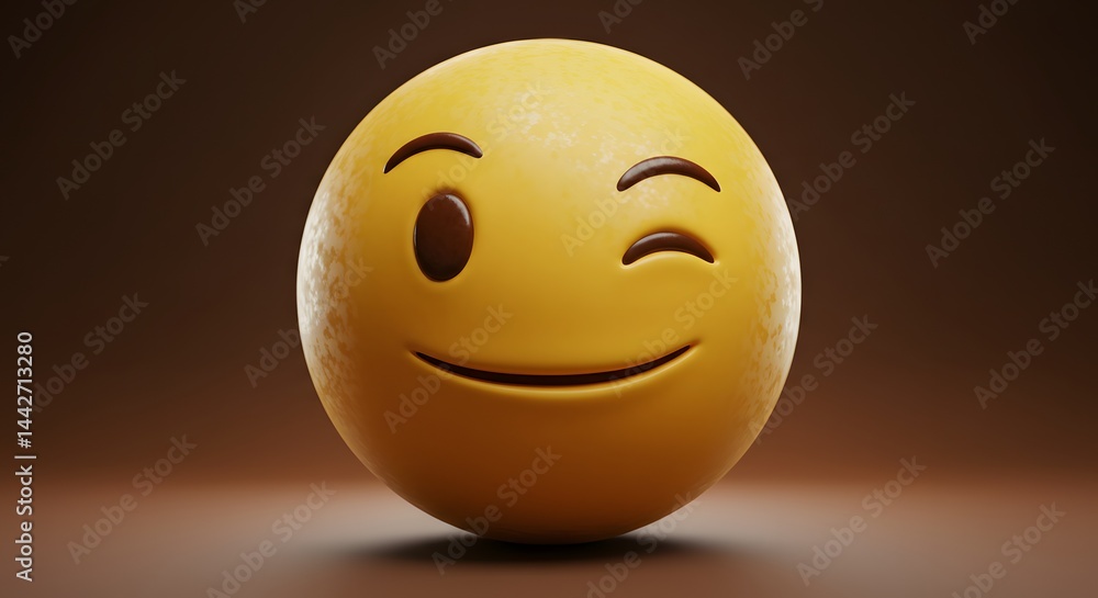 Fototapeta premium Yellow Winking Face Emoji
