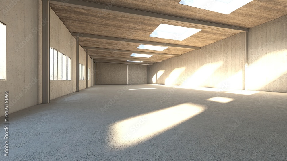 Wide production hall with optimized machinery and minimal wasted space