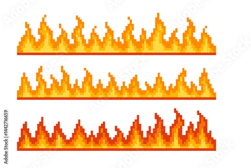 Vibrant pixel art flames representing energy and warmth for creative designs