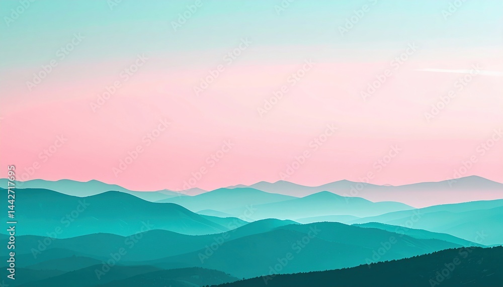 Serene sunrise over mountain landscape nature scene soft pastel colors tranquil environment wide viewpoint Serene sunrise over mountain landscape nature scene soft pastel colors tranquil environment wide viewpoint