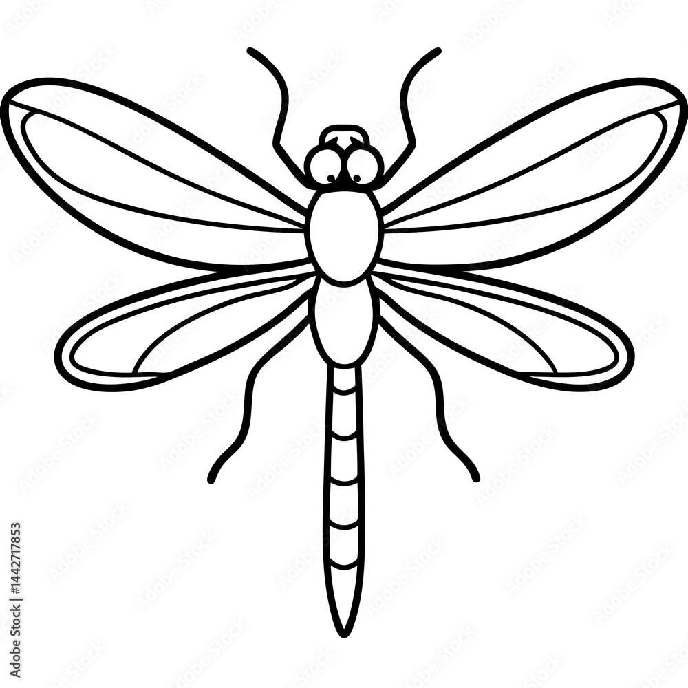 Sleek Dragonfly Line Art Vector Sleek Dragonfly Line Art Vector