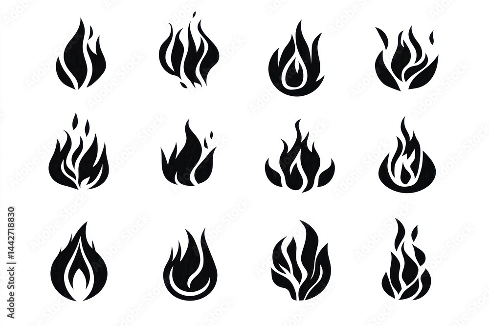 Fire flame icons, graphic design elements, white background, website design (1) Fire flame icons, graphic design elements, white background, website design (1)