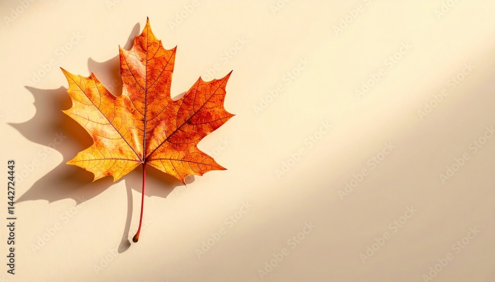 Fototapeta premium Falling autumn leaves nature macro photography warm colors soft light seasonal change