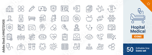 Hopital icons Pixel perfect. Care, Insurance, building ...	

