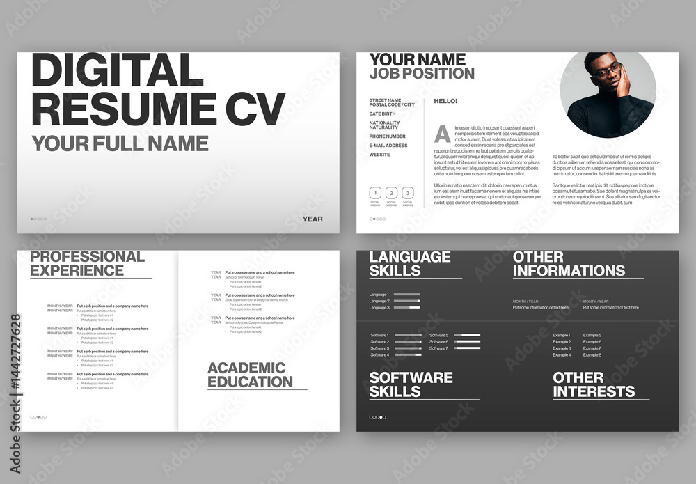 Digital Resume CV Layout Stock Template | Adobe Stock
