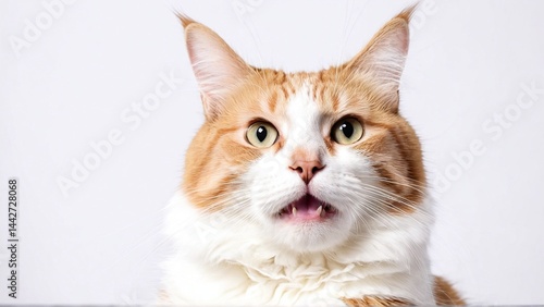 Terrified Cat with Wide-Eyed Expression – Frightened Feline Captured in a Moment of Shock and Fear