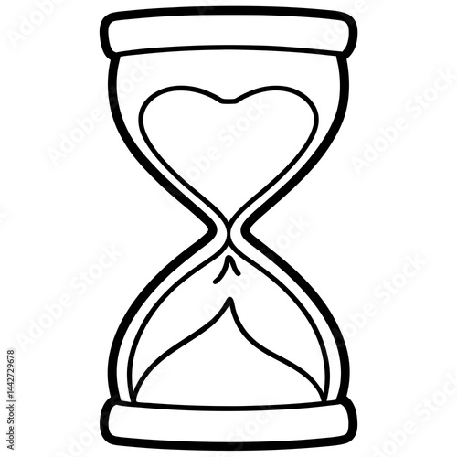 Hourglass Line Art with Love-Themed Sand