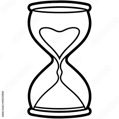 Hourglass Line Art with Love-Themed Sand