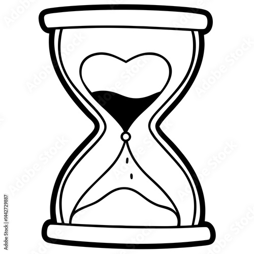 Hourglass Line Art with Love-Themed Sand