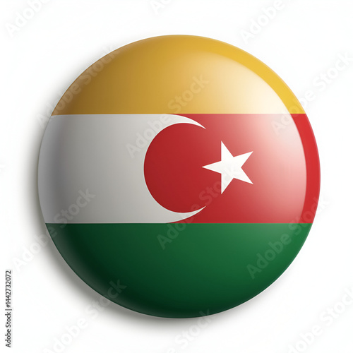 Shiny round button icon of the South African national flag
