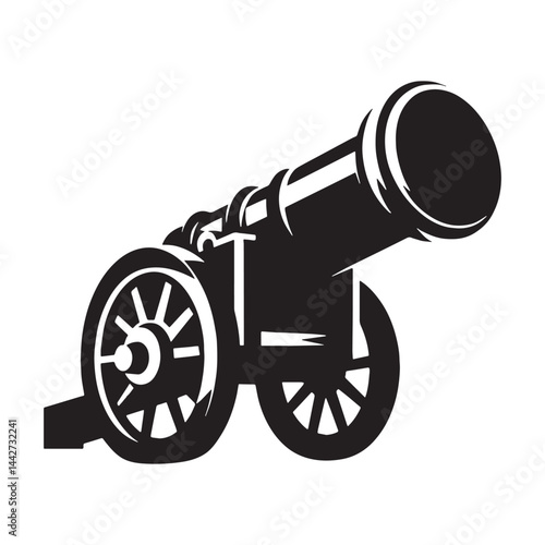 Bronze Cannon silhouette, styled from colonial-era designs – Cannon illustration – Minimalist Cannon vector – Weapon silhouette

