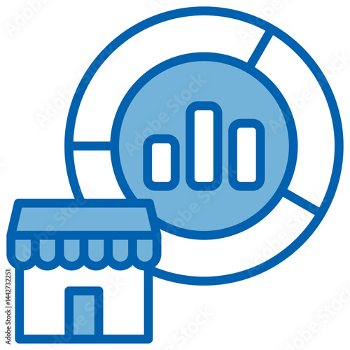 Market Share Blue White Icon