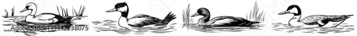 A stylized outline of a duck gliding across the water, perfect for designs and artwork centered around nature