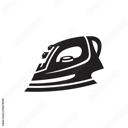 Iron Silhouette Vector Illustration, Solid White Background.