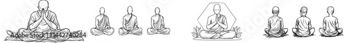 A serene pose is depicted through minimalist line art of a meditating person