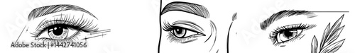 The image is a stylized modern illustration featuring a pair of cartoon eyes, one directed sideways and the other downward, embodying suspicion, distrust, and skepticism on a white background