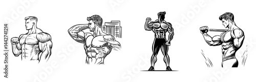 A muscular bodybuilder is posing in a silhouette, highlighting their strength and fitness