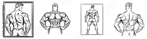 A muscular bodybuilder icon is depicted in silhouette on a white background