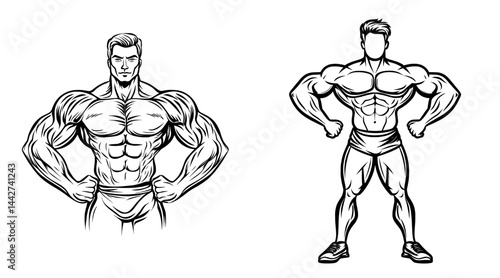 The silhouette of a bodybuilder emphasizes their muscular physique and overall fitness