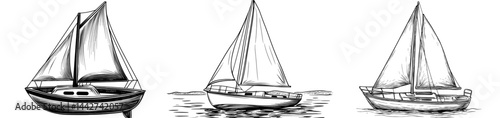 A simple black and white drawing depicts a sailboat moving smoothly across peaceful waters, mirroring its shape