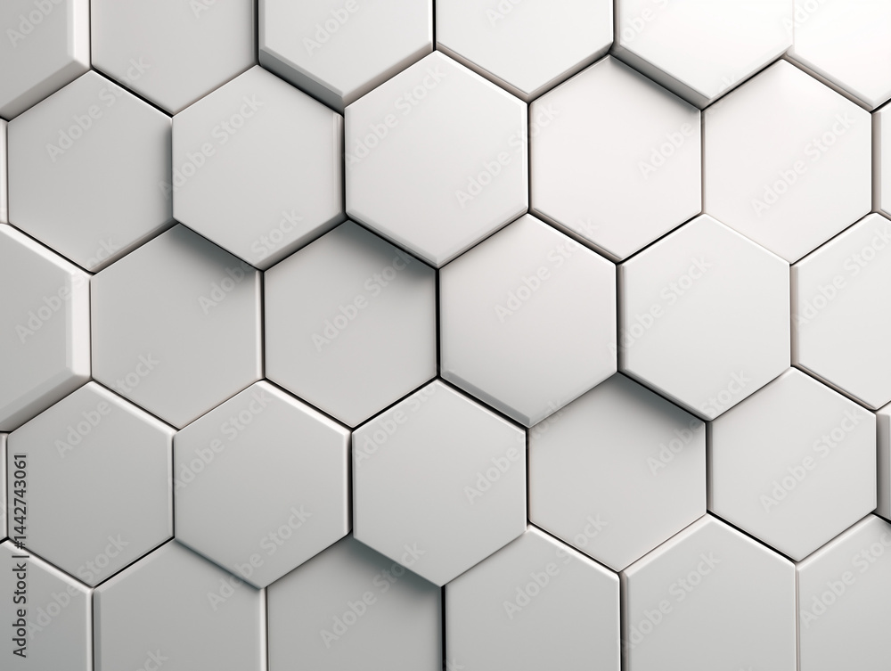 White matte hexagonal kitchen tiles with light grey grout, modern geometric pattern, top view, realistic lighting, high detail
White matte hexagonal kitchen tiles with light grey grout, modern geometric pattern, top view, realistic lighting, high detail