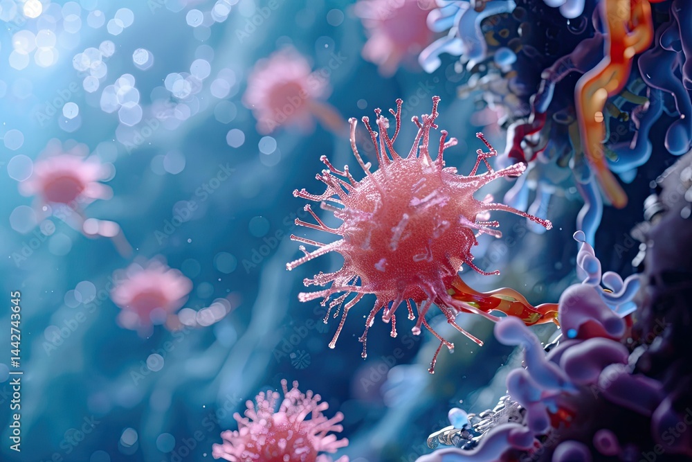 lymphocytes under microscope, highly detailed biological textures lymphocytes under microscope, highly detailed biological textures