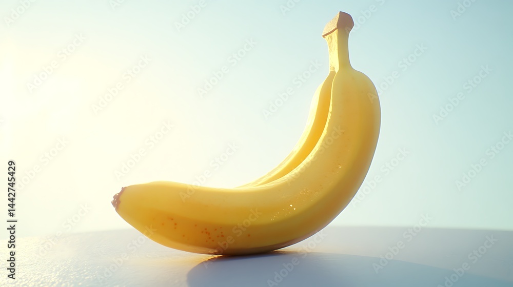 Clean linear icon of a banana in sunny yellow with minimal lines on a pure white background, captured in HD quality Clean linear icon of a banana in sunny yellow with minimal lines on a pure white background, captured in HD quality