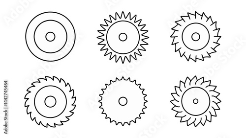circular saw blade line art vector