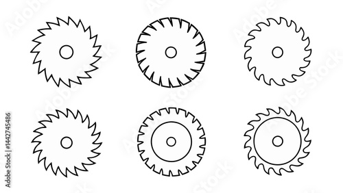 circular saw blade line art vector