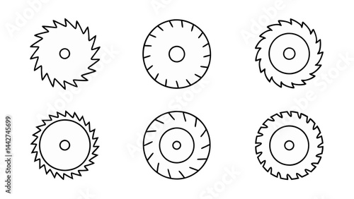 circular saw blade line art vector