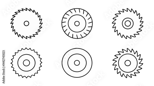circular saw blade line art vector